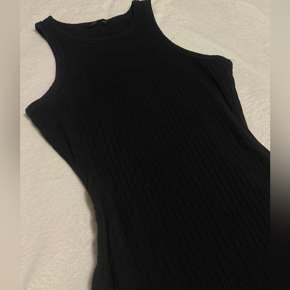 SHEIN Black Ribbed Mini Dress - Picture 2 of 2